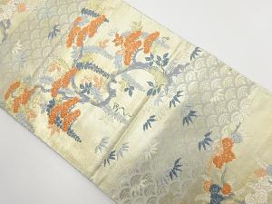 アンティーク　青海波に松藤模様織出し袋帯（材料）